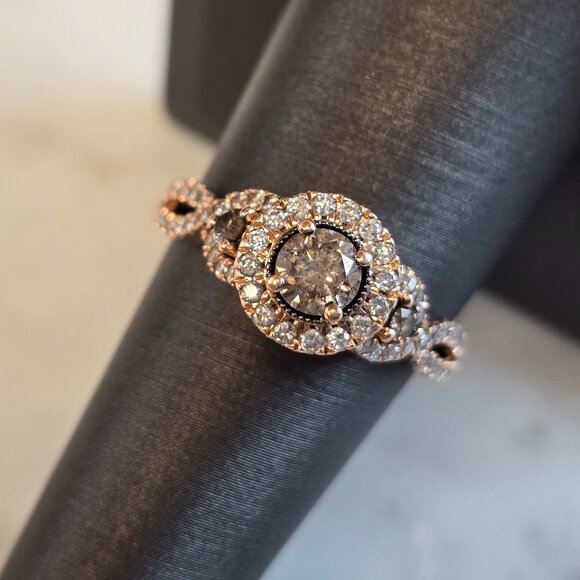 Exquisite Womens Vintage Estate 14K Rose Gold Diamond Ring E1396
